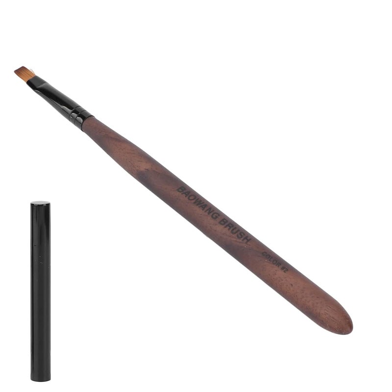 Professional Nail Art Brush Set 5 Piece Kit Size 02 Walnut Wood Handle Salon Quality DIY Tools - Image 2